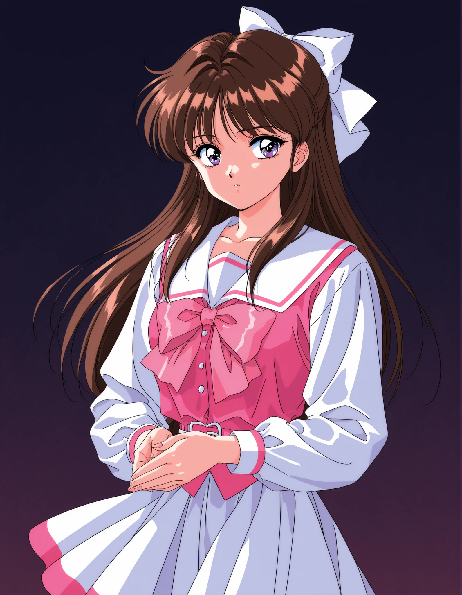 General,highres, ultra-detailed,very aesthetic,best quality ,best hands, BREAK rika, idols, 1990s (style), retro artstyle, game cg Style
