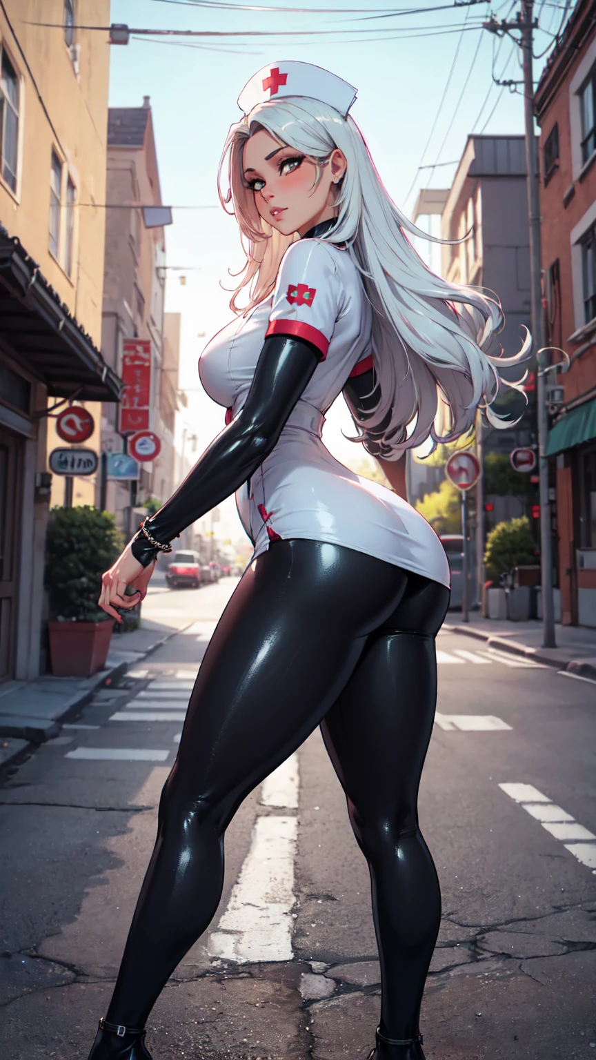 incredibly cute beautiful girl with big eyes, 20 twelve years old, Beautiful face, fitness babe in tight rubber leggings, big round toned thighs, big milky bust, straight hair pulled back into a ponytail, professional photo, a high resolution сексуальная, полупрозрачная одежда, гиганская грудь