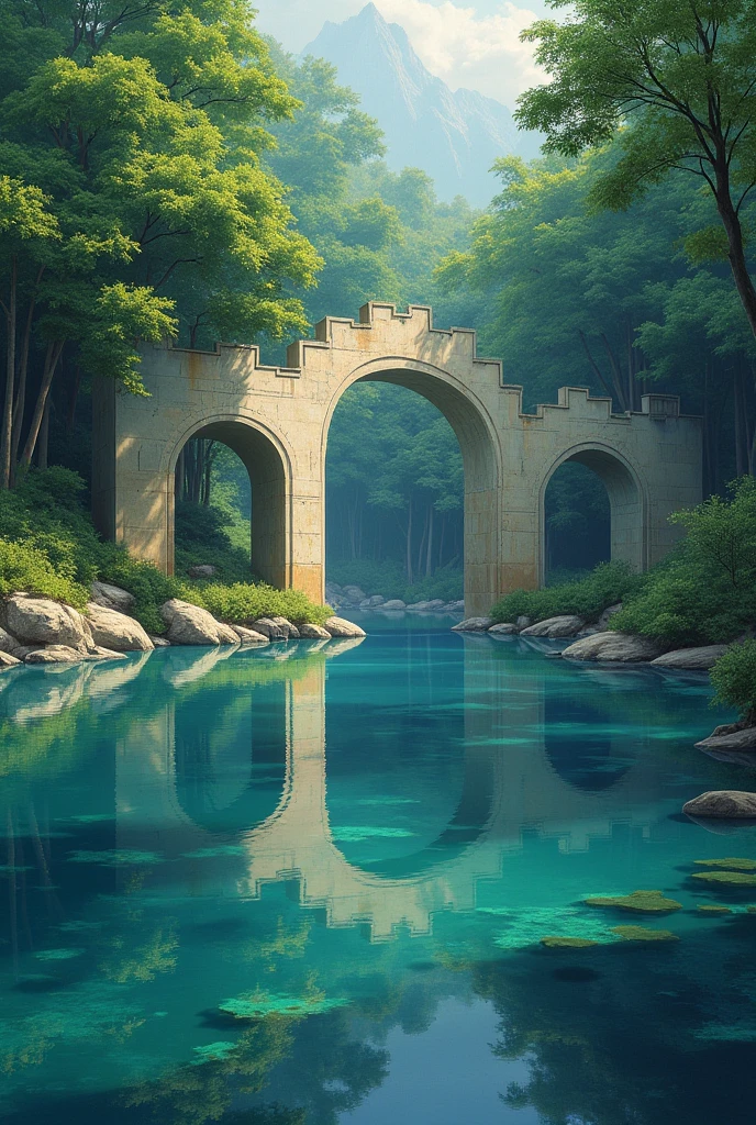Color Lake Arch Painting of arches on a lake in the woods - SeaArt AI