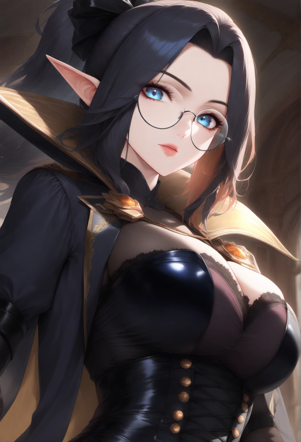 masuter piece、Soft smile、Longhaire、 brilliant light and shadow、Thick lip(Very red)、5 times more eyes than normal(Move down and center)、Highlights the hair cuticle、Little Girl、eye glass、Green hair color、Gentle face、in a 4k、Sareme 、Blushing cheeks、Sparkling eyes、The corners of the eyebrows are lowered、Wide open eyes、Cute anime portraits、head is large、2 d anime style、small nose、Emphasis on the chest(Colossal tits)、fullnude、Dark shading