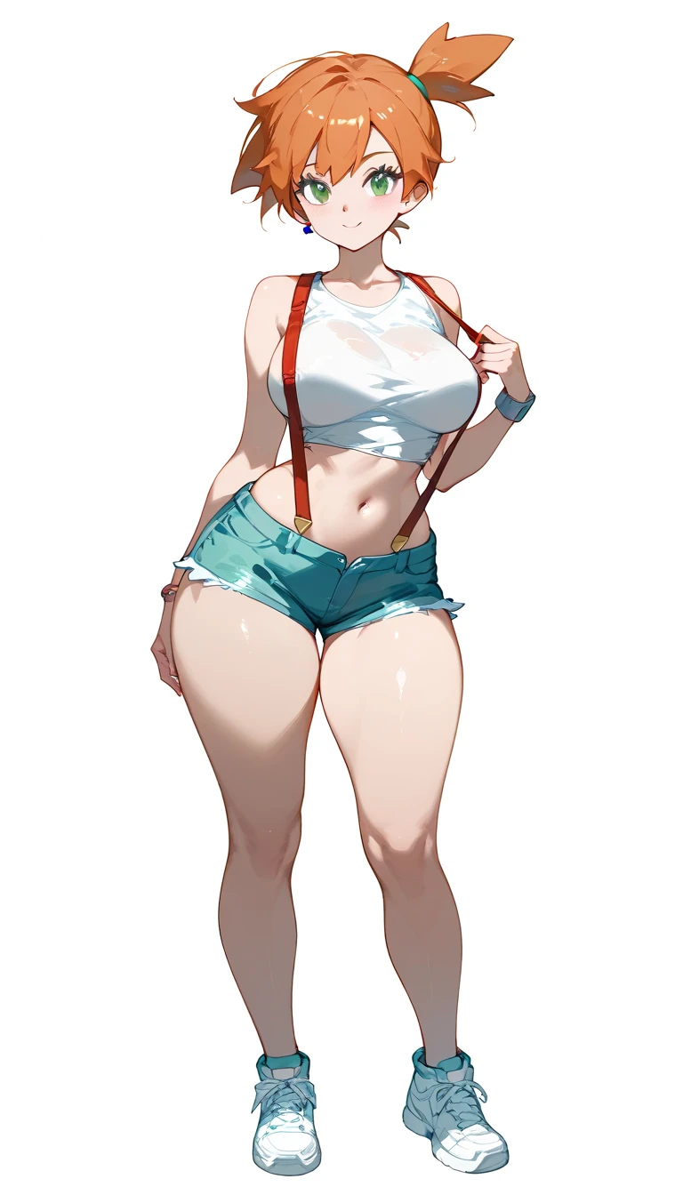 Masterpiece, best quality, Masterpiece, best quality, 1 man, American , yellow ponytail , sly face , smile , bikini , abdomen, chest , Long legs , bare feet , Hand on , stand perfectly erect , abandoned factory