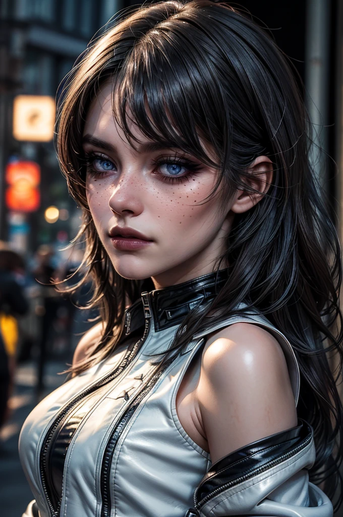 realistic art, male model, face portrait, ethereal, skin paint, florilege or colors, crushed shadows, HDR, looking at viewer, piercing blue eyes, art installation, artgerm, top of leaderboard, award winning, masterpiece, high quality, highres, 8K, HDR,