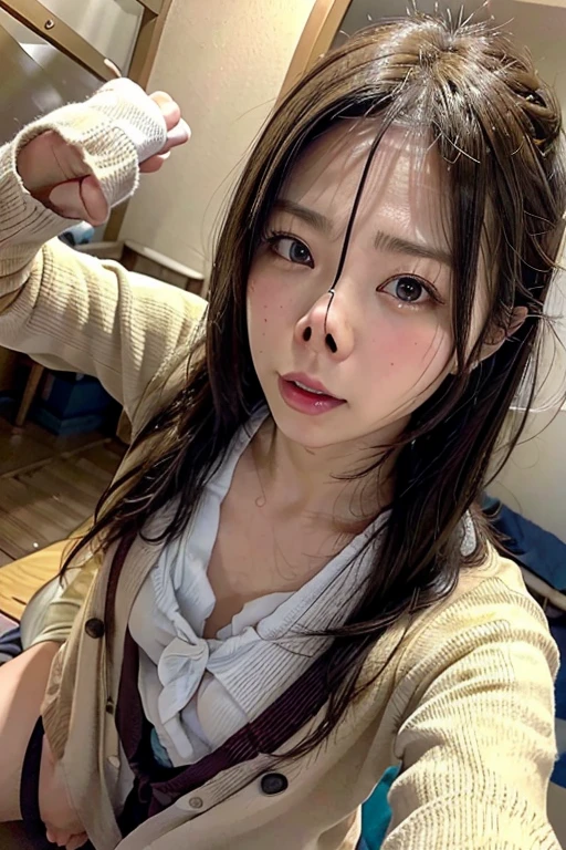 Beautiful Japanese actresses、1 Girl,Flying debris,,Award-winning photo, Very detailed,Face Focus, Big double eyes(Woman with open mouth and closed eyes ), 18-year-old、Black Hair、Shiny skin、(((Face close-up)))、Realistic nostrils、Long and narrow nasal cavity,,,、Emergency stairs in an apartment,　Staircase landing,Outdoor fire escape stairs,Squat、((Random color open cardigan))、Big Breasts、(Sharp Nose)Frowning performance:1.4,,performance,Frowning,please raise your head、Skin shiny with sweat,Oily facial skin,Tied Hair,Squatting and giving a blowjob,female teacher,Squatting in the hallway、Squat、50 degree hot room、Skin shiny with sweat、Wet transparent fabric,Sweaty all over my face,A face enduring intense pain、Screaming face,Open your mouth wide and shout,