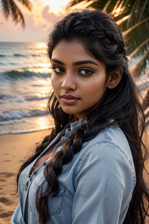 Very Indian Woman, portrait, 20 years old, teenage, Two extremely beautiful Tamil girls, 20-year-old, bold sassy poses for the magazine, (very very long hair), expensive golden ornaments, shy laughing, heavily blushing, round deep navel, HDR, hyper-realistic, intricate detailing nude natural nude shaved pussy fucking handjob blowjob more cumshot, dusk, and sunset, tropical ocean beach sand, coconut trees, royal, detailed body, detailed face, traditional, gorgeous, ultra-realistic, charming, cute, long braided hair, ambient lighting, winter, detailed background, volumetric lighting, shadow, 8k
