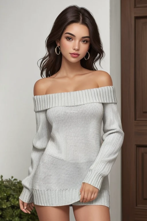 ((Best Quality)), ((Masterpiece)), (detailed), 1 girl, off shoulder sweater,