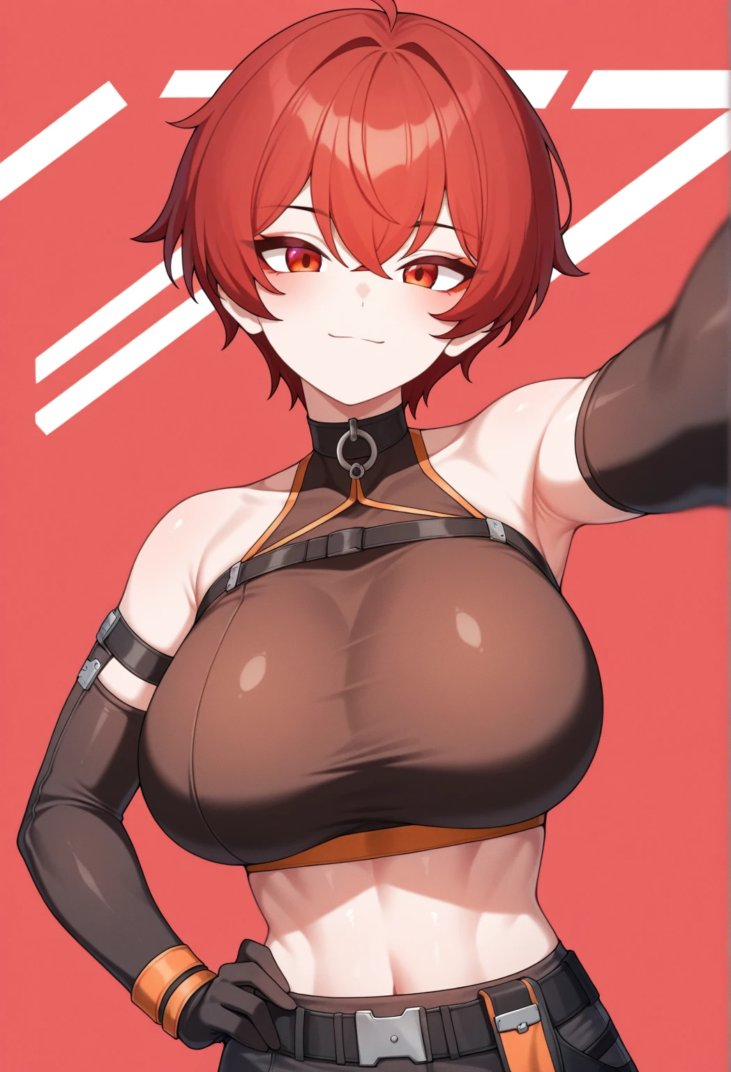 1boy, wolf ears, wolf tail, short fluffy red hair, red eyes, slim waist, ultra masterpiece, shirtless, sweatpants, living room setting, grin, big thighs, seductive, blush, wide hips