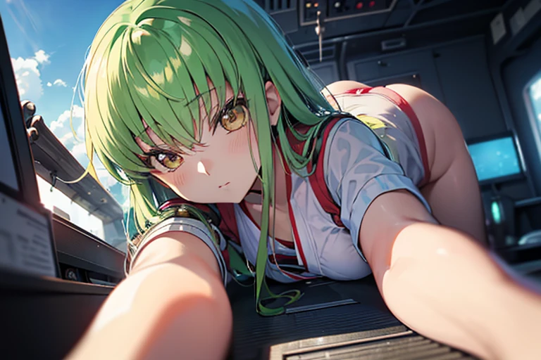 (blowjob, sinon, jacket, deepthroat:1.5, penis in girl’s mouth:1.5, deep, cute girl, in gundam cockpit, nsfw, pov, cum, serious), bob green hair, sex, cute, kawaii, Chibi, asuna