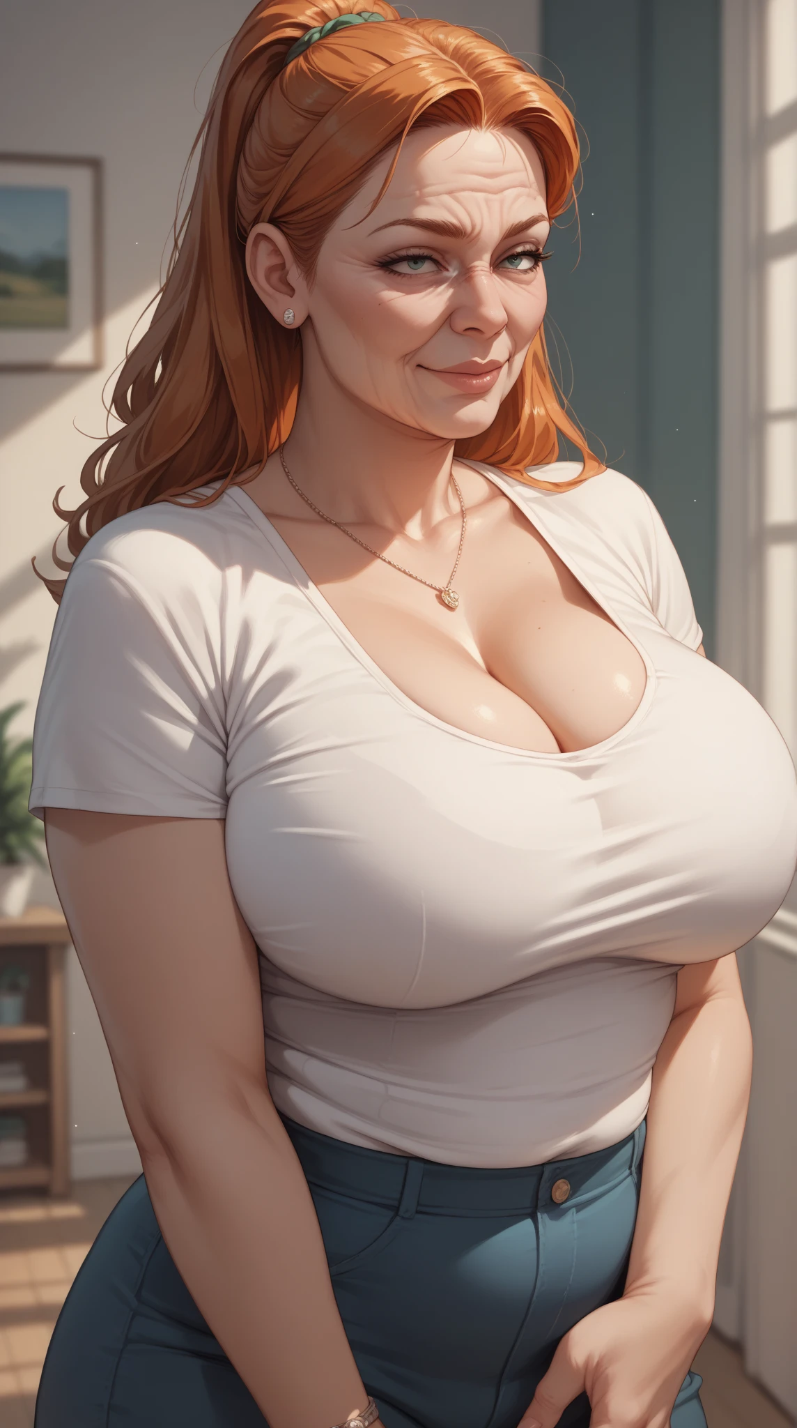 Huge tits,erect nipples,ultra detailed,4k,american women,mom bod