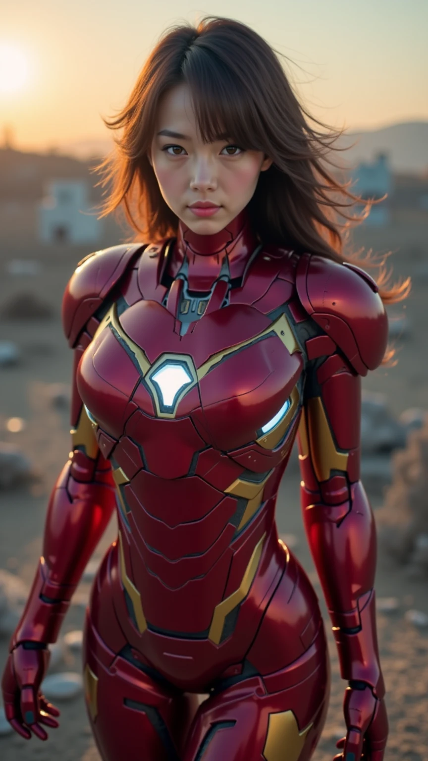 ((masterpiece, 8K, 3D, Realistic, Super Detail)), (1girl:1.3), slender 17 age, Ultra Micro photography, Super realistic, Perfect face, Beautiful features, ((Perfect female body)) Beautiful features, ( body), ((small hips)), Lisa Blackpink as ironman ((Exposed thigh)), Exposed Skin, Front Full body Shot, full body portrait, futuristic city background