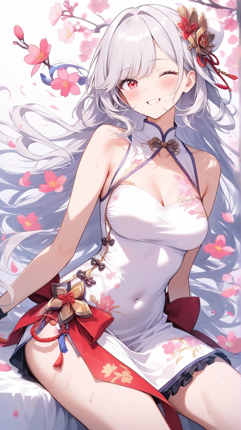 Japan Priestess,gigantic cleavage breasts,spread their legs,Under the crotch is a pot of flowers,Banquet