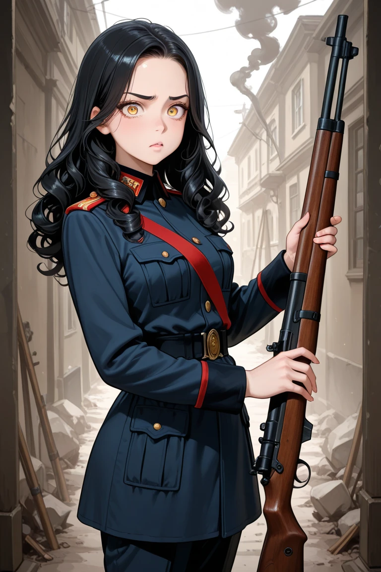 Anime girl militaire qui brandit le drapeau World wide white pride écrit en blanc et noir et le bras tendu en uniforme ss