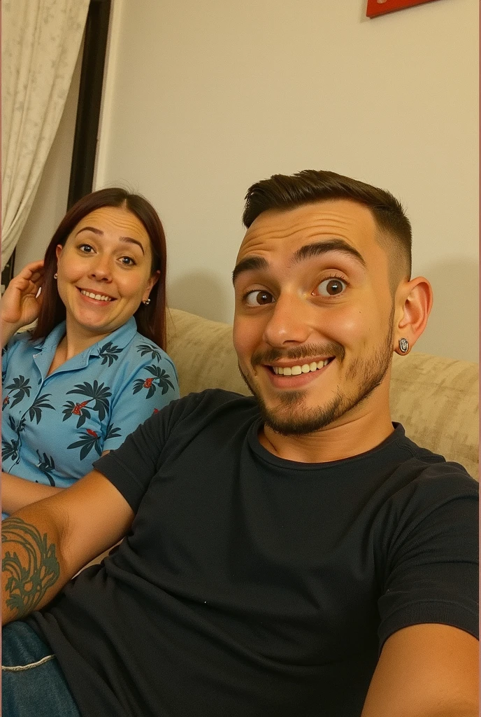 there is a man and woman that are posing for a picture, momma and papa, by Nándor Katona, 8k selfie photograph, profile image, very very low quality picture, portrait shot 8 k, frontal picture, portrait of two people, 4k post, 4 k post, foto realista, lovingly looking at camera, muy definido