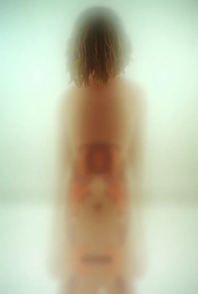 A woman with large breasts, naked, highly detailed textures, photorealistic, ultra-detailed, 8K, hyper-realistic, daylight, pronounced facial features, intricate fabric textures, dramatic chiaroscuro lighting, realistic skin tone and texture, seamless blending, dramatic shadows and highlights, distant full body view