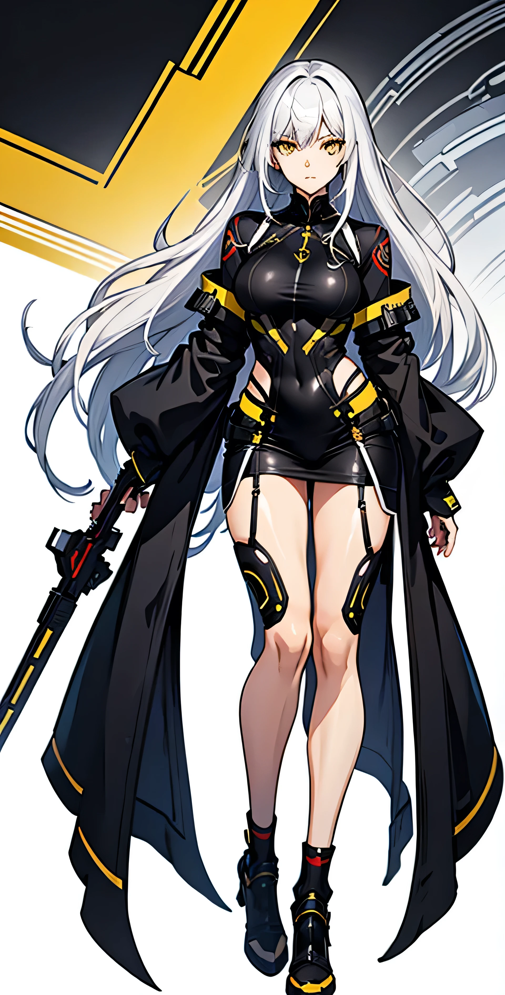 ultra-detailed, Explicit, Beautiful body, Beautiful Nose, Beautiful character design, perfect eyes, perfect face, ultra highres, 4K, beautiful legs, perfect legs, Nice hands, Perfect hand, Masterpiece, Best Quality, Highly detailed, illustration, absurdres, street fighter, doll suit, shadaloo doll, dollsuit, expressionless, blank eyes, looking at viewer, red gloves, emotionless, black latex, corrution, mind control, female combatant, full body, hypnotized, unhappy trance, full body suit, ribbed bodysuit, both arms at side, obey, perfect female body, extremely glossy latex, hypnosis, hypnoLora, empty eyes, Mind control device, poses, submissive_pose, Slave, hat, necktie, stand up straight, standing, standing at attention, hat, necktie, belt, latex, ribbed bodysuit, thighhighs, garter belt, Fighting Stance, extending the right arm from the shoulder into the air with a straightened hand, nazi saluting, military, military saluting, salute, thigh boots, 1girl, Selvaria Bles, Valkyria Chronicles, silver hair, long hair, red eyes