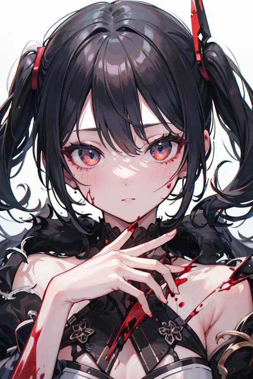Hot girl Bend down terrifying smile blood on face