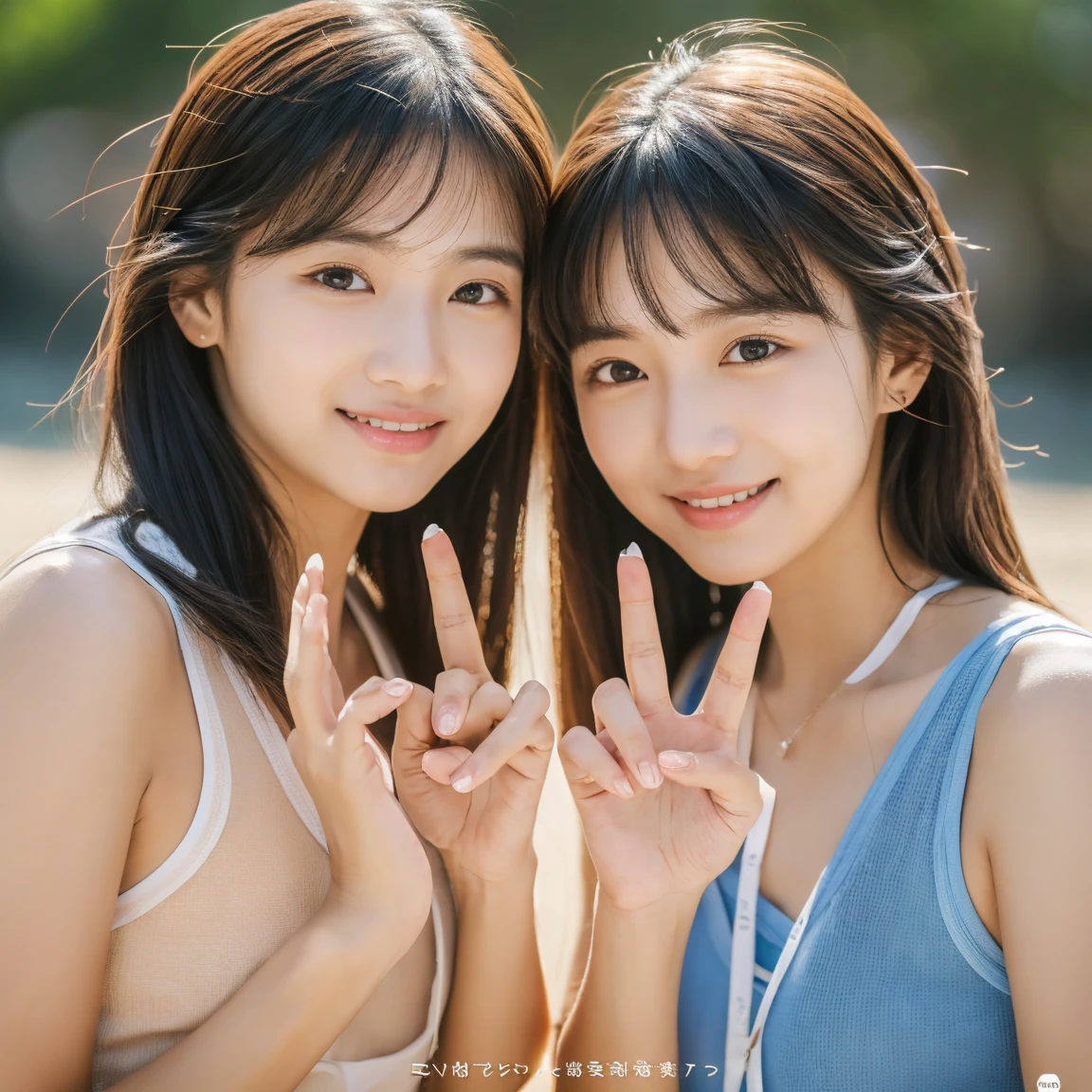 Highest quality, masterpiece, Ultra-high resolution, (Realistic:1.3), RAW Photos, (One Girl), (a photo from the neck up), (18-year-old), (smile:0.9), (Shiny skin), (Medium Hair, Dark brown hair), (White T-shirt), (Casual shorts), (Ultra detailed face), (Highly detailed eyes), (Highly detailed nose), (Highly detailed mouth), (Very skilled hands), (Super-detailed body), Sony a7, 85mm lens, f9.0