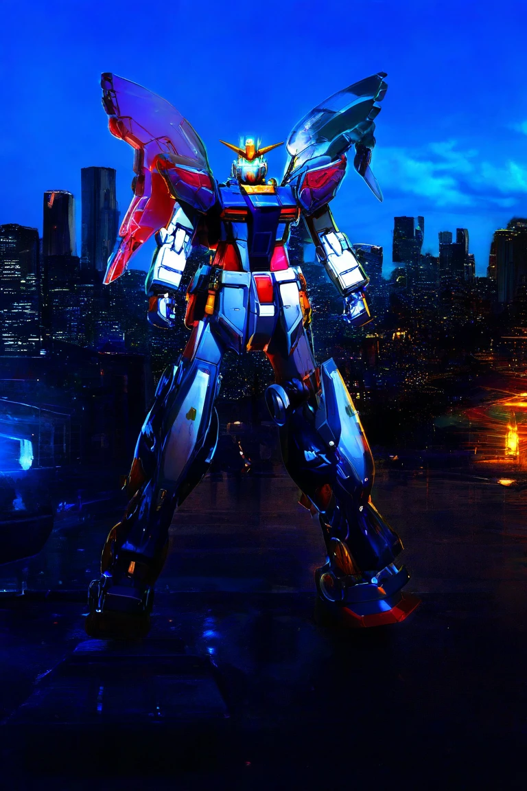Color Gundam mecha,Huge Robotic Warrior,Metal housing, glowing eyes ,weapons and equipment,Complex mechanical structure,Huge size,Standing in the City of the Future of Technology,Bright light,Sky clouds,High Definition 4K Ultra Detailed,Realistic and realistic,Professional-grade rendering,HDR high dynamic range,Physically Based Coloring,extreme hight detail,colorful,brilliant colorful