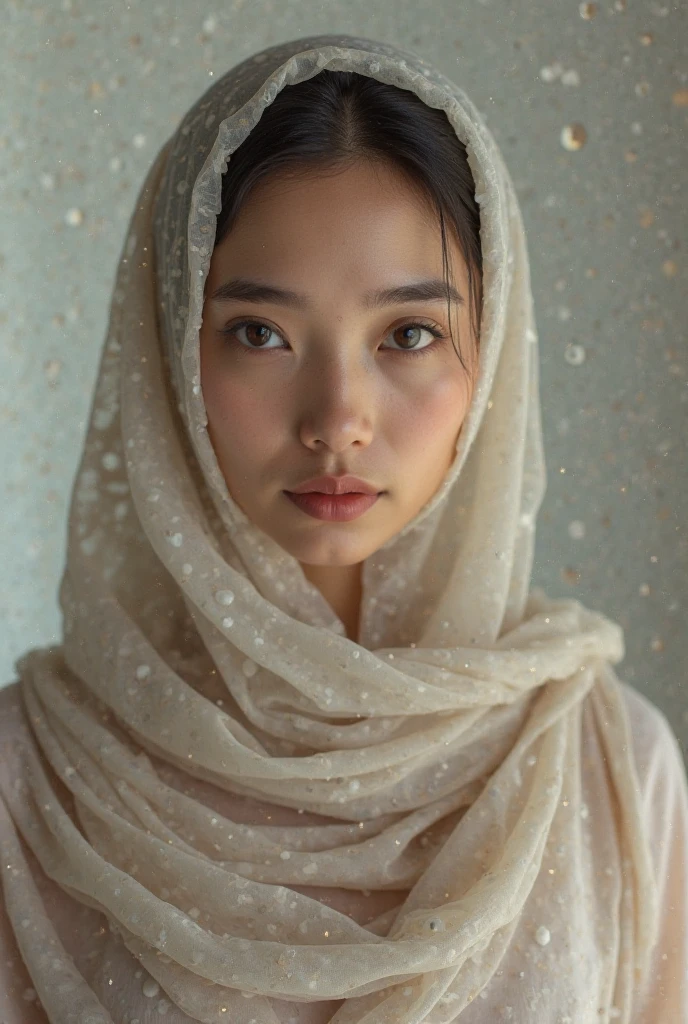 a 20 yo woman,hijab, sweater, dark theme, soothing tones, muted colors, high contrast, (natural skin texture, hyperrealism, soft light, sharp),red background,simple background,