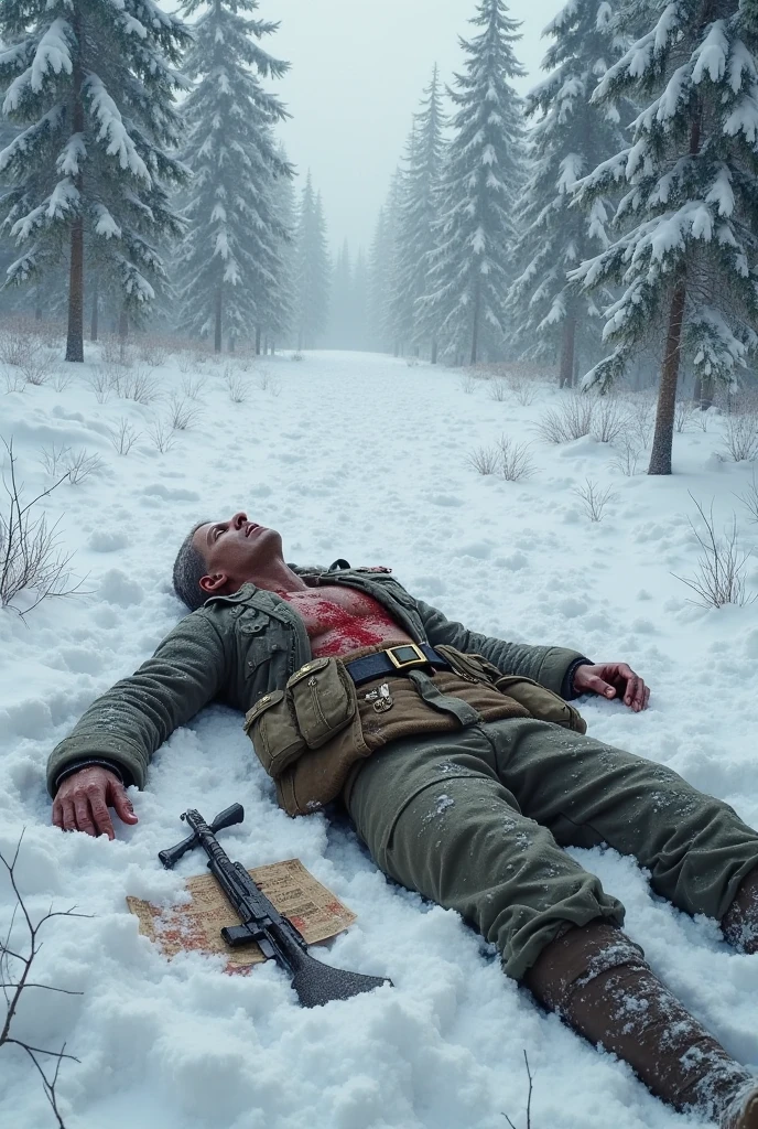 Horror-themed, cinematic film still of cinematic film still of cinematic film still of <lora:add-detail-xl:0.1>1
<lora:detailed:0.3> realism
<lora:perfection style:0.2> perfect
<lora:eyetune:0.6>
<lora:xl_more_art-full_v1:0.1>
<lora:Ron Fricke style:0.3>
<lora:Unreal Engine style:0.3>
<lora:TeethXL:0.3>
<lora:Chiaroscuro Lighting Style:0.3> Chiaroscuro Lighting Style
 <lora:horror movie style:1>
bullet in head In a dark cinematic fantasy world a man laying in the snow wearing a hat, horror movie themed, sharp, detailed, epic photography, artistic, creative, different, unique, dramatic light, cinematic color style, Kodak film style, horror movie style, solo, looking at viewer, shirt, 1boy, hat, closed mouth, monochrome, upper body, greyscale, male focus, lying, collared shirt, on back, blood, realistic, short hair, peaked cap, military hat, blood splatter, death, jacket, necktie, on side
, Eerie, unsettling, dark, spooky, suspenseful, grim, highly detailed