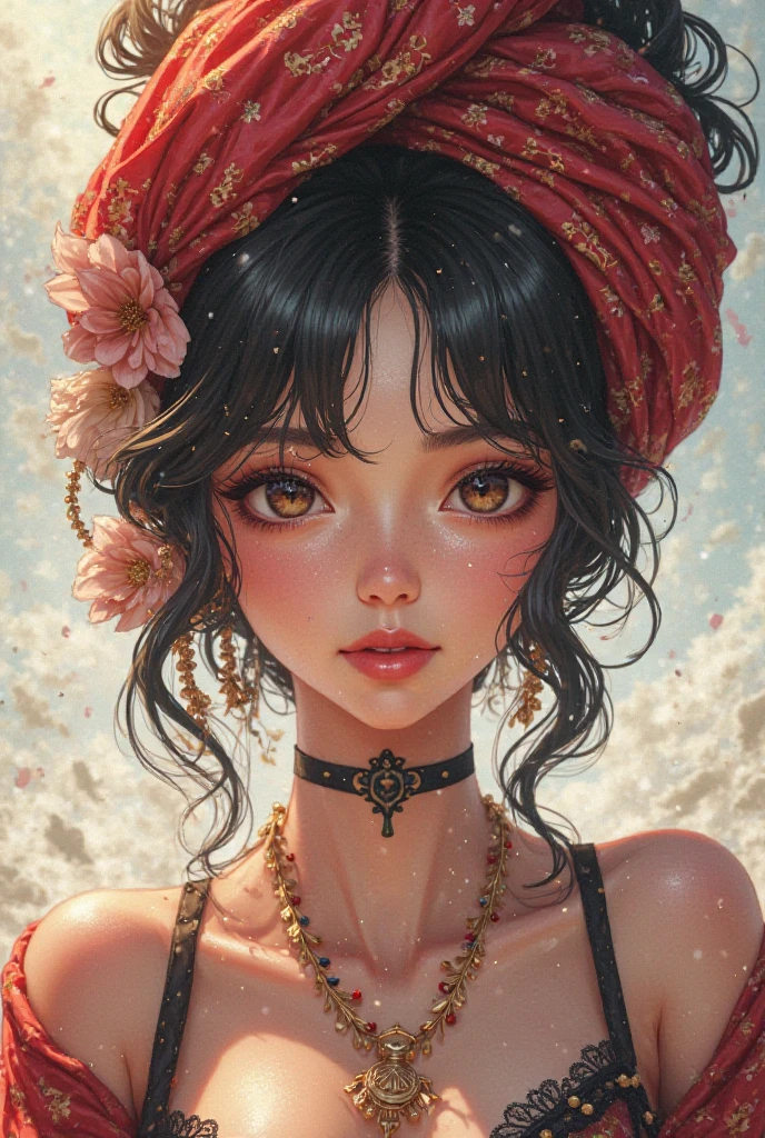1girl, grand, elegant, 3/4 view of a [Sprawling|Depressing] Hyper-Creative thick Aborigine ([Jamie-Lynn Sigler|Dryad]:1.3) , she is from the Age of Reason, she is biting her lip, Harajuku Girl, insane details, she has Curly hair, she has a Paranoid Georgian Pink Chain, Patches, from inside of a Terrifying Workshop, Pathetic flowers and Planet Uranus in background, at Golden hour, in focus, Graphic novel, Frightening, Afropunk, Bloom light, Fish-eye Lens, Fujicolor, Complex background, rpg concept art, skin pores, realistic and detailed, HDR, UHD, (by Bert Hardy:1.1)