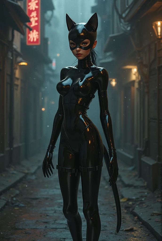 Batman carregando mulher-gato, obra-prima, realista, oil-painting