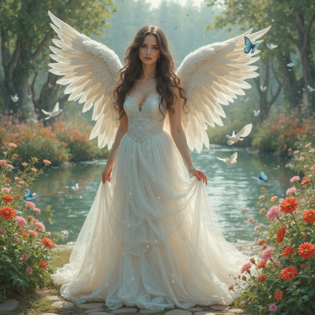 Beautiful angel in the forest