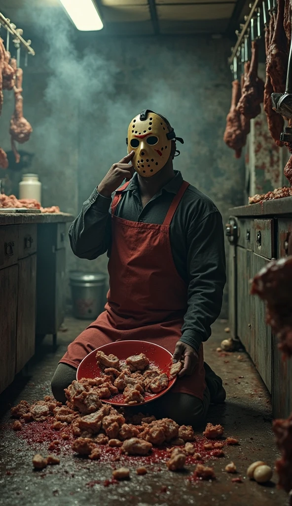 Zombie shopping at a butcher shop