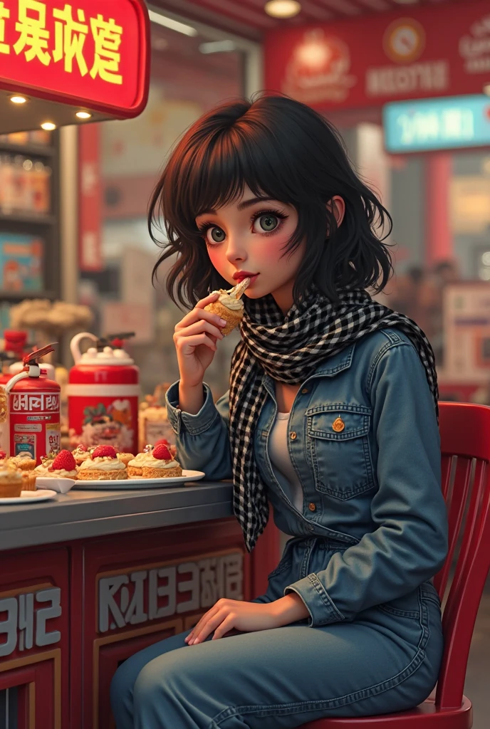 Girl in the square eating ice cream