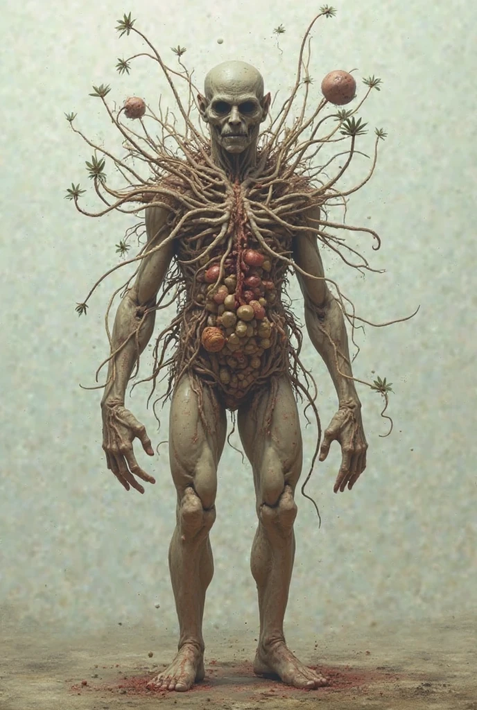 psychedelic, intricate, hyper detailed, artistic, human figure, anatomy, portrait, veins and arteries, scary, turning into cosmic ashes, body horror