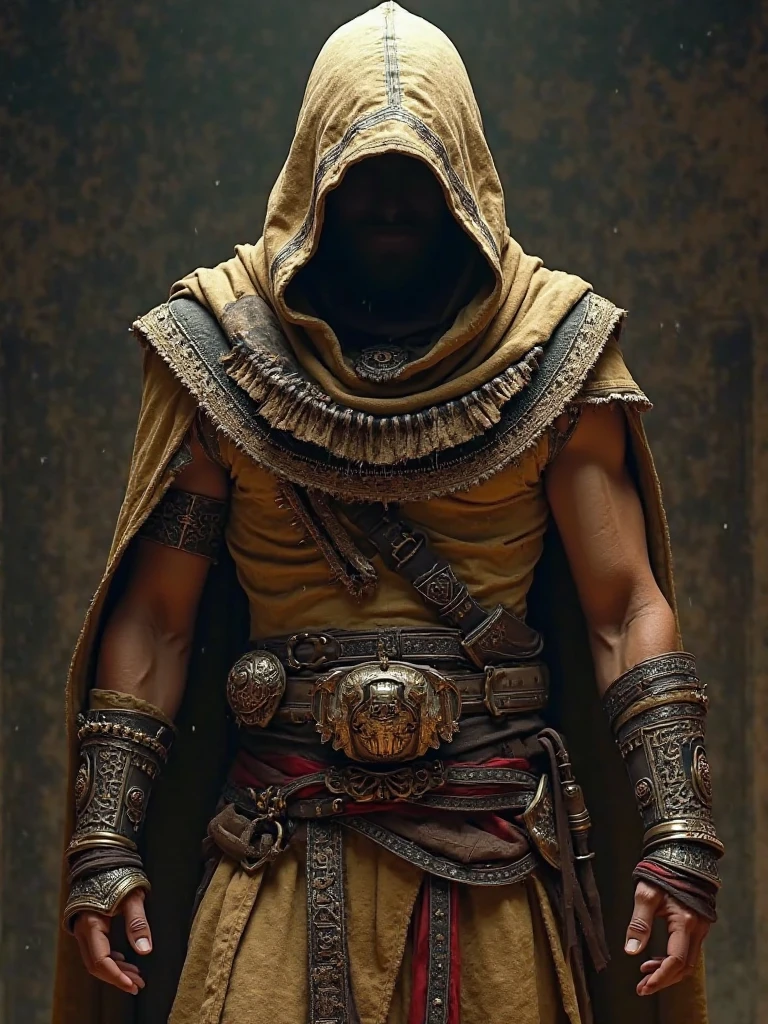 member of the assassins creed assassins wearing a aztec eagle warrior outfit and a hoodie with a retractable blade on his left forearm