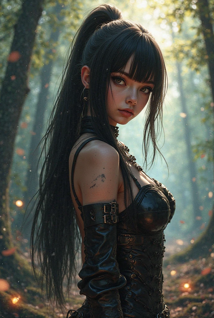 Photo of a rabbit woman、the woods、Haze、Halation、The upper part of the body、Dramatic atmosphere、central、thirds rule、200mm 1.4F Macro Shot、(natural skin textures、Hyper-Realism、Soft light、sharp:1.2)、(intricate-detail:1.12)、nffsw、(intricate-detail、ultra-detailliert:1.15)、Art by Greg Rutkowski and ArtGerm、Soft Cinematic Lights、adobe lightroom、Photolab、nffsw、Convoluted、ighly detailed、(depth of fields:1.4)