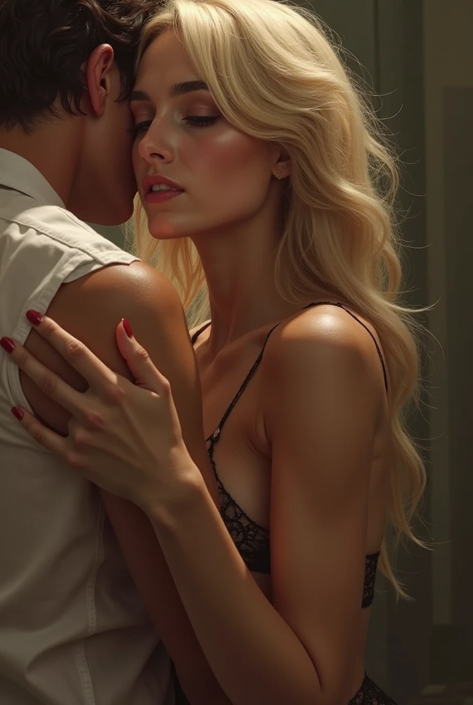 Marrying a beautiful woman with pink hair and full breasts Marrying a brown Brazilian man with a mustache dark blonde wavy hair, The two are very happy , the guy is 181 cm tall and the woman is 1,59 cm tall, the woman has a butt too, wears glasses and has brown eyes like her husband