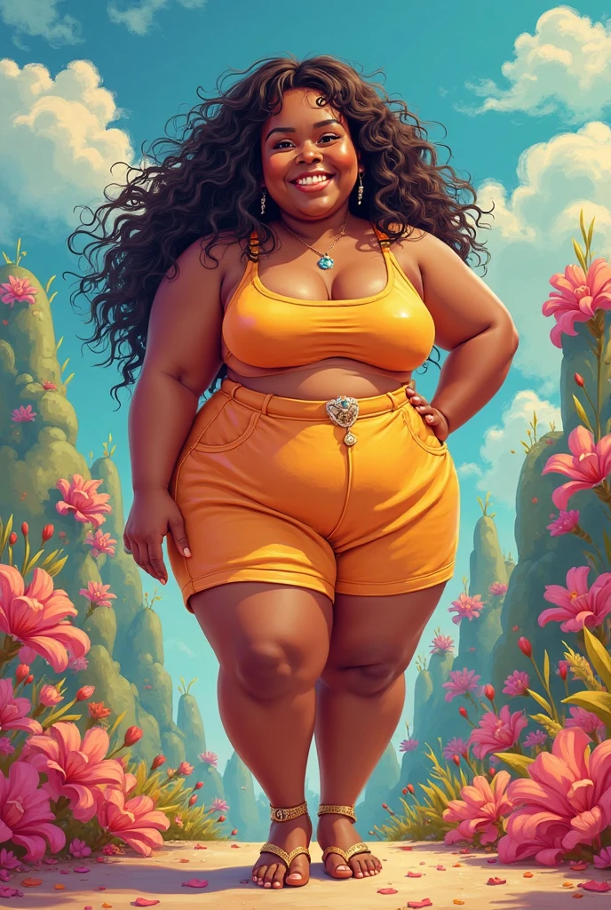 there is a woman in pink shorts and a white shirt posing for a picture, thicc, thick body, is wearing a swimsuit, angelawhite, busty, wearing tight shirt, wide hips, curvy, sweaty 4 k, thick thigs, thick, tight shirt, pawg, wet t-shirt, dressed in a top and shorts, thick thighs