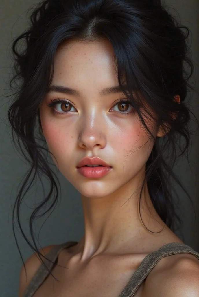 Pretty European Face Woman with black hair young , 25 ans , Very beautiful Face , European ...