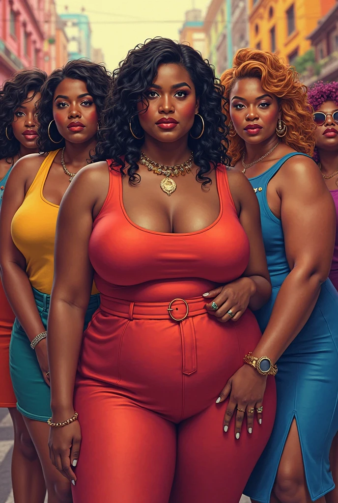 5 sexy fat dark ladies in a lecture hall 