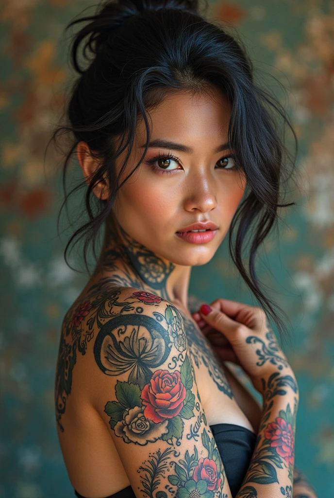 Half Japanese and Ethiopian、kimono、geisha、oiran、bodybuilder、housewife、cum shot,sex slave_tattoo,oily ,cum shot,Dirty talk、graffiti、Seeding Press,lily flower graffiti on body、Seeding Press,50 years old,(masterpiece, best quality:1.2), 1girl, solo,Big Tit,、Big Butt,Armpit Hair、
,muscular、busty,hentai