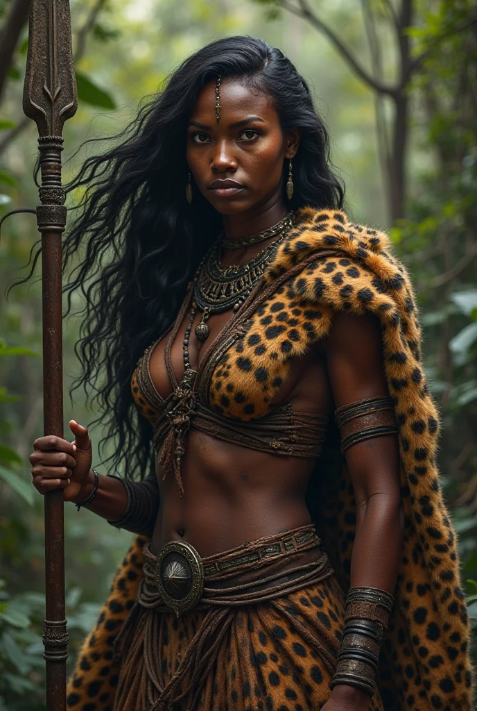 Only one
Only one
Only one 2 girl with really dark skin
Really dark skin
Green eyes
Apache
Warrior face paint
Long hair with African braids
Using a gray wolf's head as a hood
Bare breasts, only covered by necklaces
Wearing wolf fur as a skirt, showing her leg
With a bow on the back
no panties
no panties
barefoot
barefoot