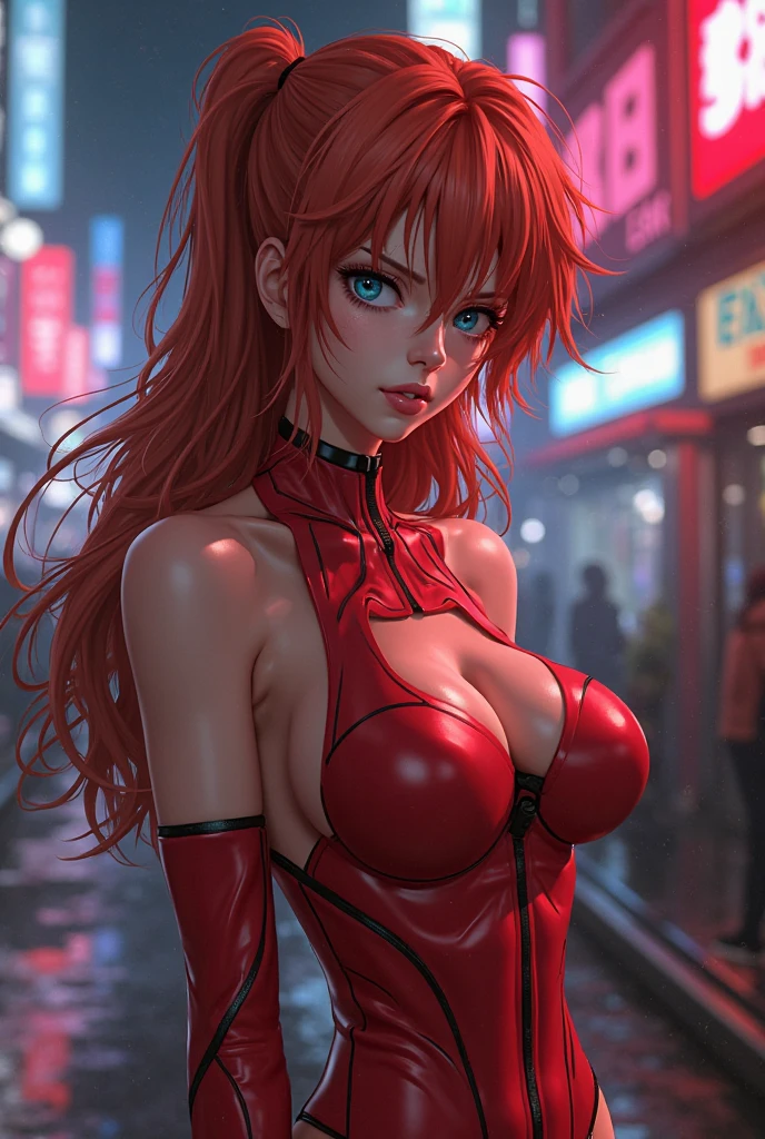 1 girl, Souryu Asuka Langley, neon genesis evangelion,work of art,ultra high resolution,squatt,viewer,skintight,naked from the front