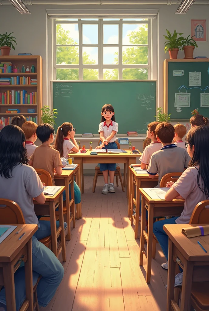 The students were preparing for their classes., the sun was shining through the windows

