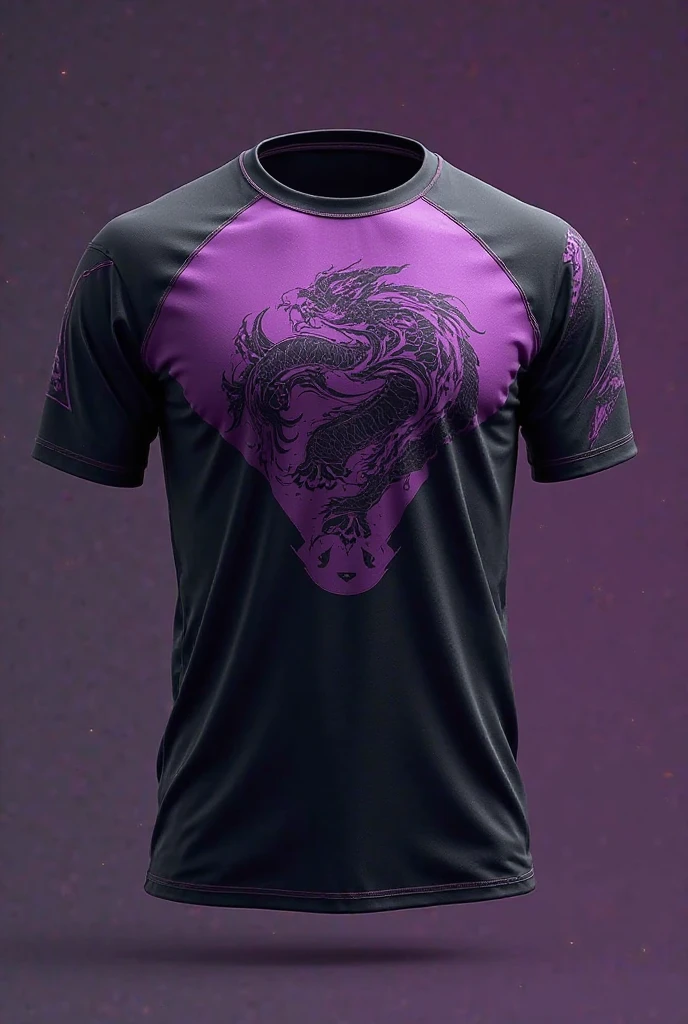 Create an image of an interclass jersey Team name Torra-Torra FC Color purple and black With a dragon And the Ying Yang symbol