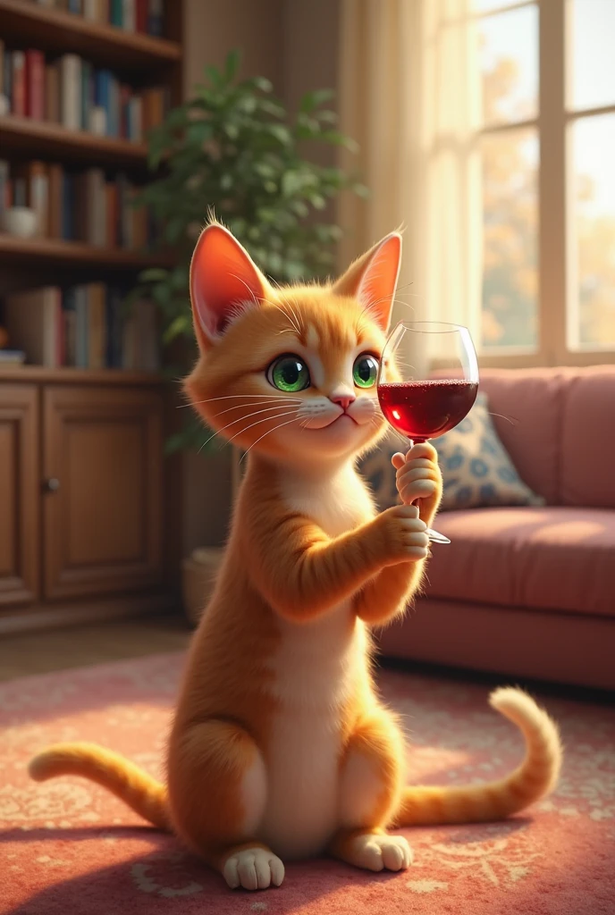 An image showing a cat with a glass of wine ready to help and saying the following "If you need help for your bad day, count on me "