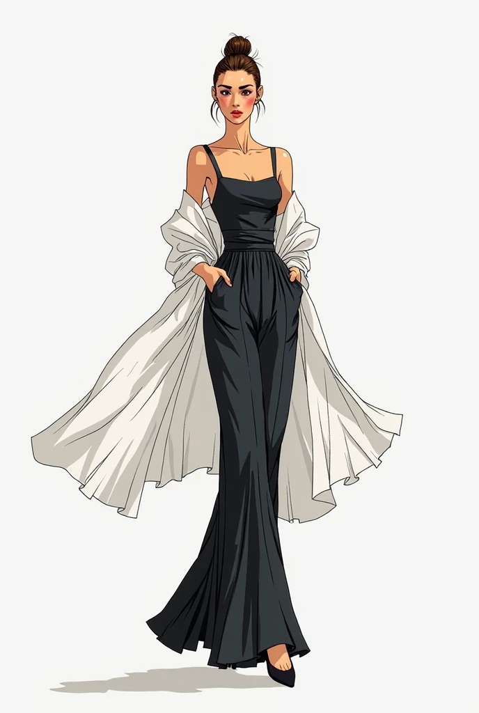 sketch, dress for goal civic parade, blue and white with boss details. 