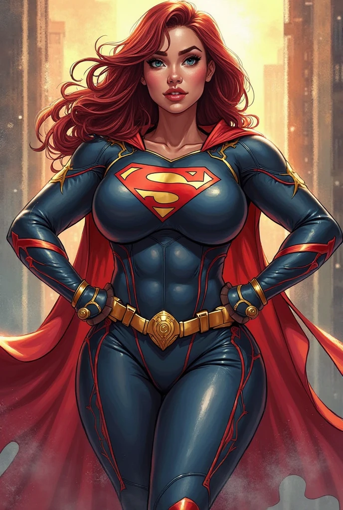 bbw superheroine is standing , full body,