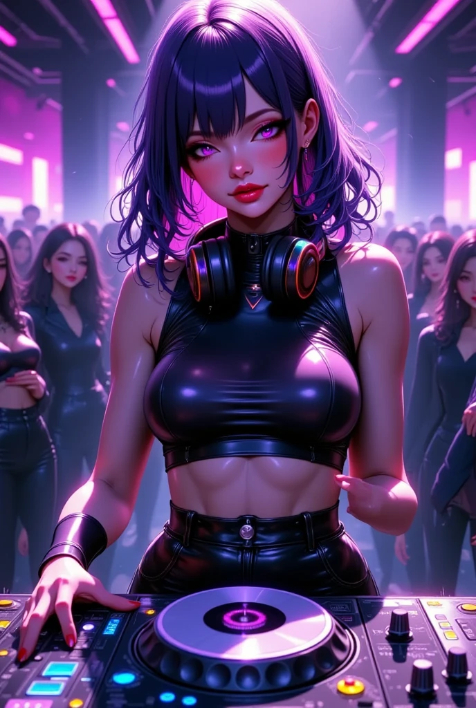 (Highest quality,Super detailed,High resolution,Photorealistic:1.37),Browsing Caution,close,Ultraviolet rave ,DJ,Glowing Light,enthusiastic crowd,Exciting Music,Dancing figures,Vibrant atmosphere,Neon color,Deep Bass Beat,Vivid visuals,Sweaty,disco ball,Electrical Energy,Bouncy Beats,Trippy visuals,Carefree Dance,Techno Vibe,Party attendees,room filled with smoke,Laser Light,Deep bass speaker,Blurred motion,celebration,Transcendental Experience,Unleashed passion,An unforgettable evening,Electronic Music,Frenetic excitement,Rhythmic pulsation,conversion,Festival atmosphere,Captivating melodies,Colorful strobe,My heart is pounding
