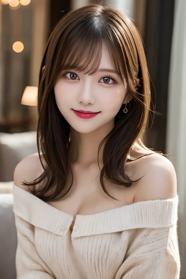 best qualtiy,tmasterpiece,超A high resolution,(realisticlying:1.4),
1girll long curly hair,Rich in detail, shoulder,cleavage,Knitwear, Deep shading, messy room, sit pose, Sitting on an object yoona snsd beutiful face sexy lady