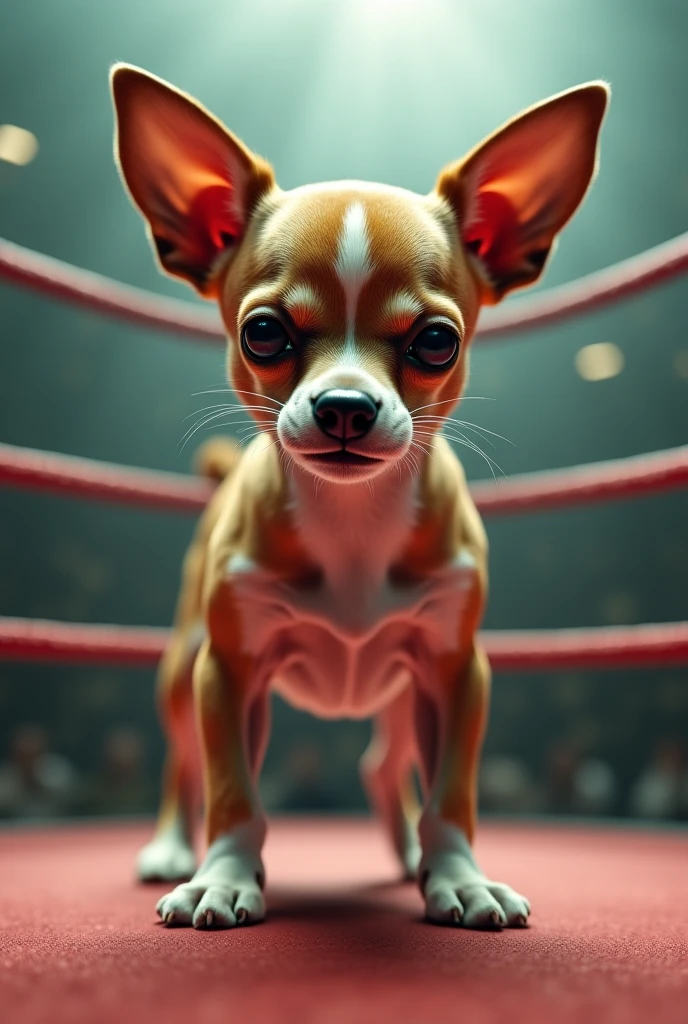 Skinny dog boxing with red boxing gloves