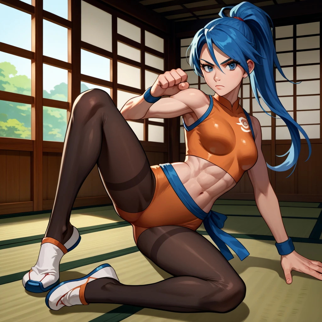 in yusuke murata style, Hold the pose, but draw with flat colors, cel shading, limited color palette and simplified lighting. sexy girl on the coast, with a big ass
