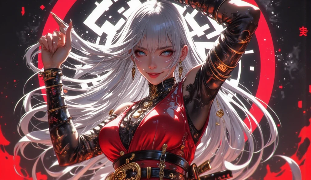 best quality, detailed, beautiful, insanely detailed, absurdres, Japanese woman, (slender), (small breasts best quality),Battle and confrontation between goddess and devil