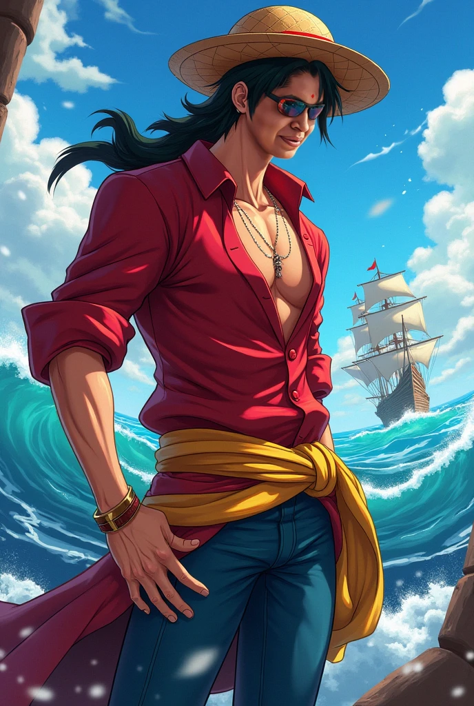 create a male and female pirate gang inspired by One Piece