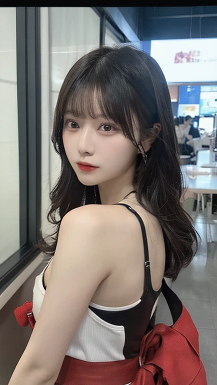 Korean woman in school swimsuit, brown hair, (small breasts:0.75), huge areola ,(((areola slip))),((puffy areolae)),((sideboob)),(((collar))), cleavage mole, belly, Korean girl, beautiful south Korean woman, gorgeous young Korean woman, beautiful young Korean woman, asian girl with long hair, young adorable Korean face, portrait of female Korean idol, Korean woman, messy hairstyle, popular Korean makeup, popular south Korean makeup, cityscape, night, (8k, RAW photo, best quality, masterpiece: 1.45), (nsfw:1.25), ulzzang, ulzzang-6500-v1.1, pureerosface_v1,
